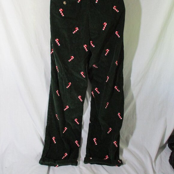 Mens ORVIS Candy Cane Christmas Holiday Corduroy Pants 36 X 33 Green - Picture 3 of 5